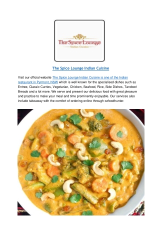 15% off - The Spice Lounge Indian Cuisine - Pyrmont, NSW