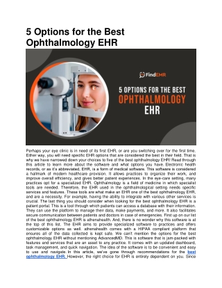 5 Options for the Best Ophthalmology EHR