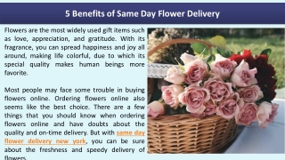 5 Benefits of Same Day Flower Delivery