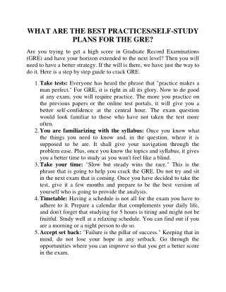 What are the best practices for the GRE