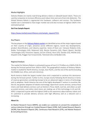 Delivery Robots market - Industry Analysis, Size, Share, Growth, Trends and Fore