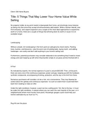 5 Things That May Lower Your Home Value While Selling_ 520 Home Buyers