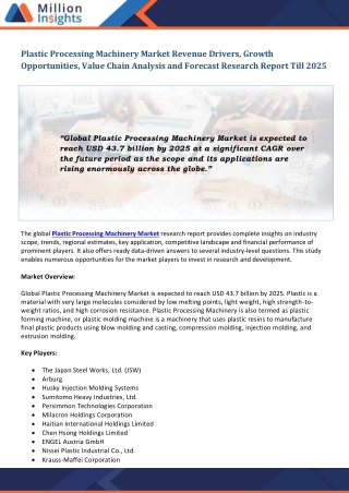 Plastic Processing Machinery Market