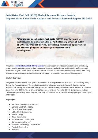 Solid Oxide Fuel Cell (SOFC) Market