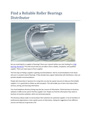 Find a Reliable Roller Bearings Distributor