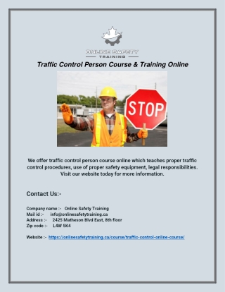 Traffic Control Person Course & Training Online