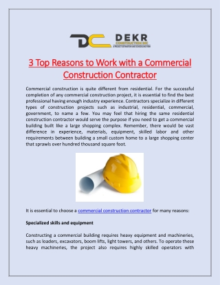 3 Top Reasons to Work with a Commercial Construction Contractor