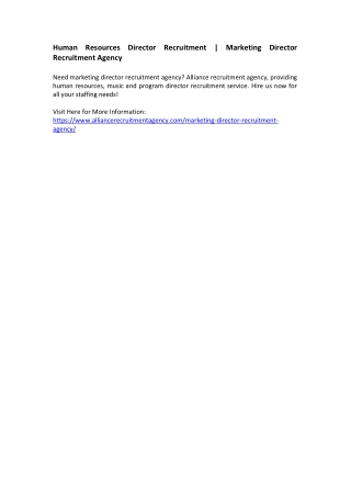 Human Resources Director Recruitment - Marketing Director Recruitment Agency