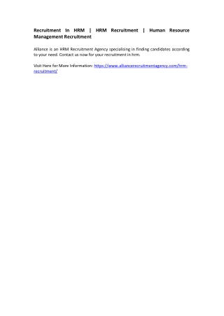 Recruitment In HRM - HRM Recruitment - Human Resource Management Recruitment