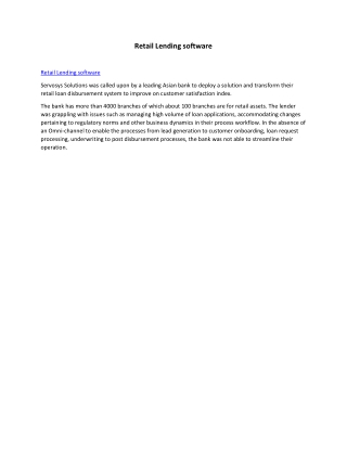 Retail Lending software