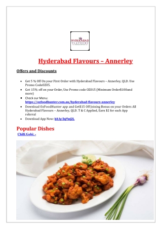 5% Off - Hyderabad Flavours Indian restaurant Menu Annerley, QLD