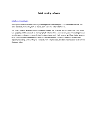 Top Retail Lending software service