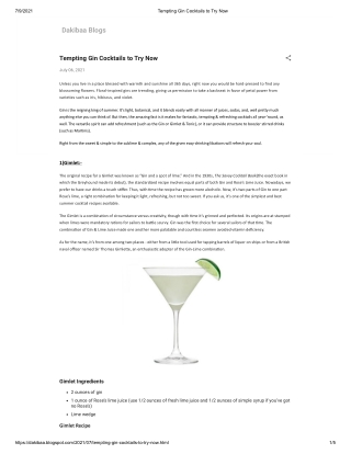 Tempting Gin Cocktails to Try Now