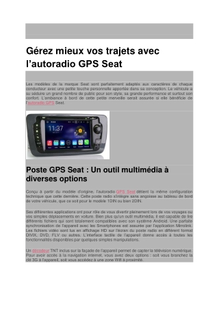 Autoradio GPS Seat