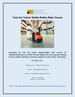 Train the Trainer Walkie-Walkie Rider Course