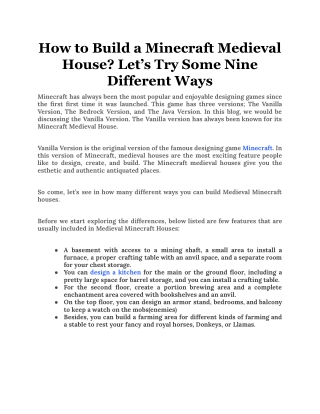 How to Build a Minecraft Medieval House_ Let’s Try Some Nine Different Ways