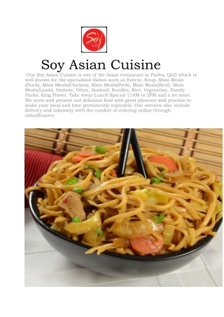 5% Off - Soy Asian Cuisine Takeaway Menu Pialba, QLD