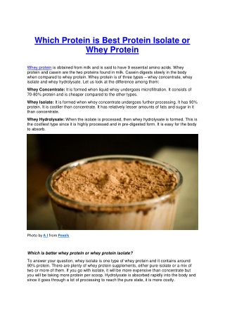 Which Protein is Best Protein Isolate or Whey Protein