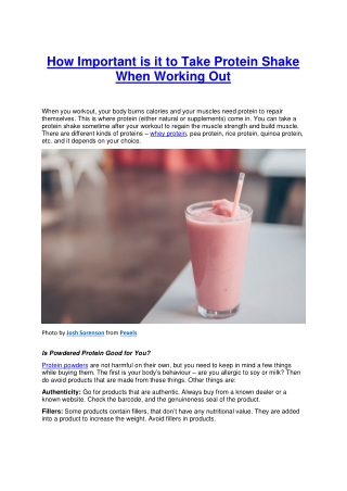 How Important is it to Take Protein Shake When Working Out