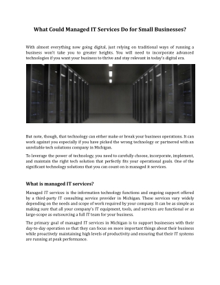 What Could Managed IT Services Do for Small Businesses_