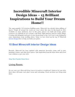 Incredible Minecraft Interior Design Ideas – 15 Brilliant Inspirations to Build Your Dream Home!!