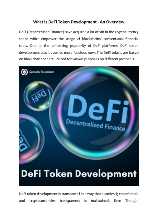 What is DeFi Token Development - An Overview