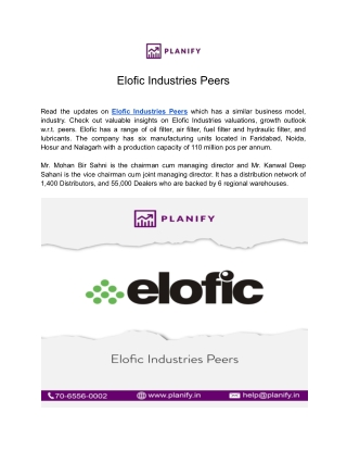 Elofic industries peers