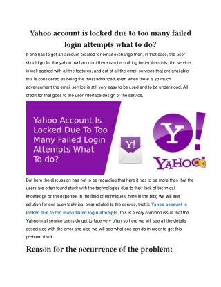 Yahoo account is locked due to too many failed login attempts what to do?