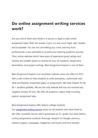 Do online assignment writing services work
