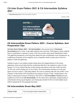 CA Intermediate Syllabus 2021& Exam Pattern 2021