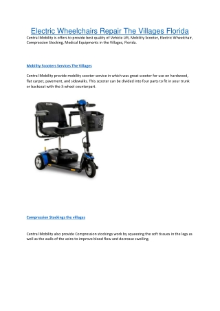 Electric Wheelchairs Repair The Villages Florida