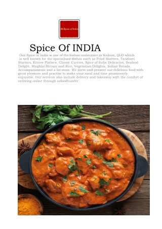 15% Off - Spice of India Restaurant Menu in Kedron QLD