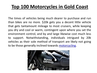 Top 100 Motorcycles in Gold Coast