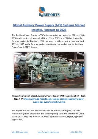 Global Auxiliary Power Supply (APS) Systems Market Insights, Forecast to 2025