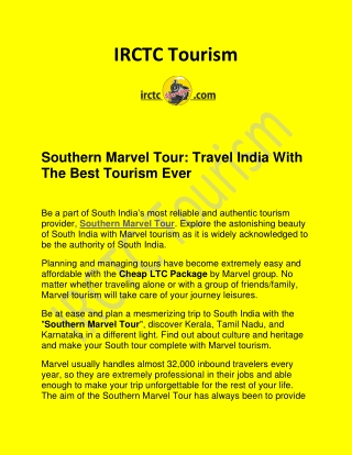 Southern Marvel Tour: Travel India With The Best Tourism Ever