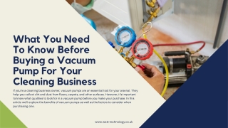 What You Need To Know Before Buying a Vacuum Pump For Your Cleaning Business