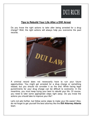 Tips to Rebuild Your Life After a DUI Arrest