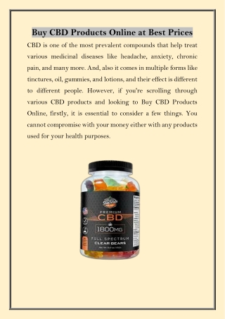 Buy CBD Products Online at Best Prices