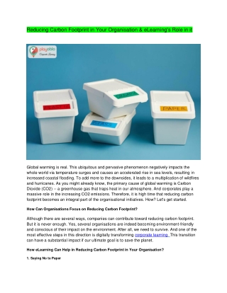 Reducing Carbon Footprint in Your Organisation & eLearning's Role in it