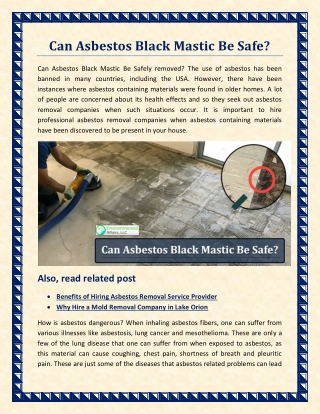 Can Asbestos Black Mastic Be Safe?