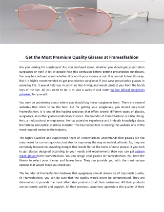 Get the Most Premium Quality Glasses at Framesfashion