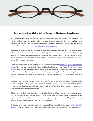 Framesfashion-Get a Wide Range of Designer Sunglasses