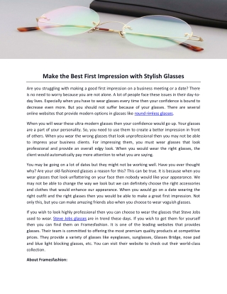 Make the Best First Impression with Stylish Glasses