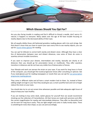 Which Glasses Should You Opt For