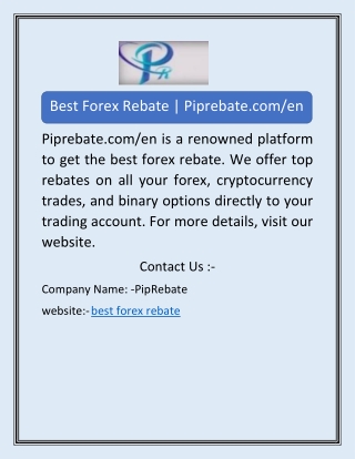 Best Forex Rebate | Piprebate.com/en