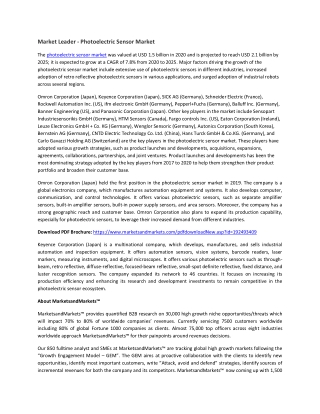 Photoelectric Sensor Market with COVID-19 Impact Analysis