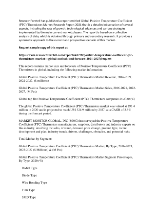 Positive Temperature Coefficient (PTC) Thermistors Market Expectations and Growth Trends Highlighted Until 2027