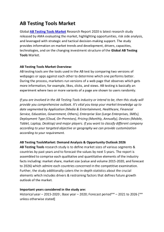 AB Testing Tools Market to see Booming Business Sentiments