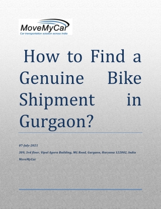 We Provide The Genuine Services For Bike Transportation In Gurgaon