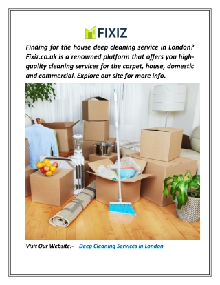 Deep Cleaning Services in London | Fixiz.co.uk